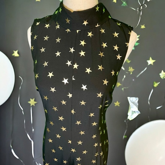 NWT RIXO London ‘Frankie’ Black & Gold Star Print Jumpsuit Size XXS / 2 - Picture 7 of 16